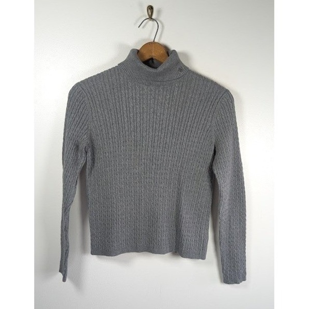 Lauren Ralph Lauren Cable Knit Turtleneck Sweater Womens Large Minimalist Preppy